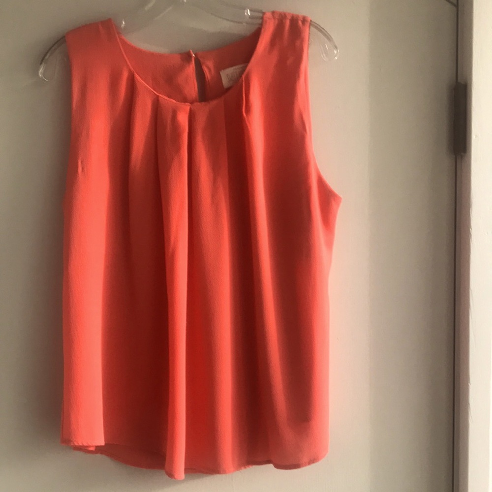 Sweet Wanderer Coral-Orange Pleated Sleeveless Camisole